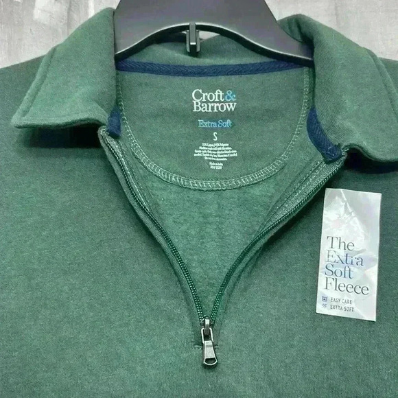 NWT Croft & Borrow 1/4 Zip Polo Long Sleeve Dk Green Small. item# W - Picture 4 of 5
